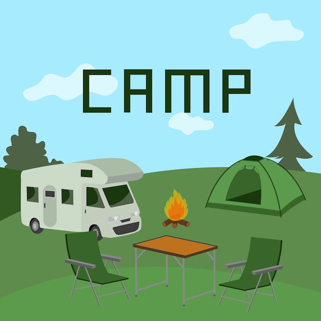 Campamento de verano. cámping.