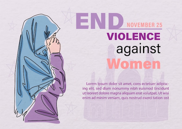 Campaña de carteles del día internacional para la eliminación de la violencia contra la mujer en arte lineal