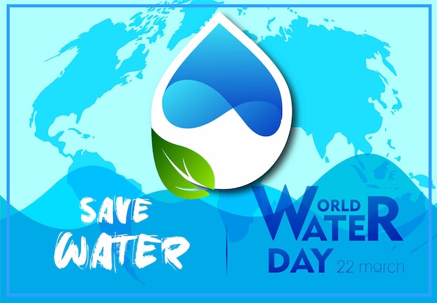 Campaña del Día Mundial del Agua Salvar la plantilla de banner de vector de fondo de concepto de ecología de agua