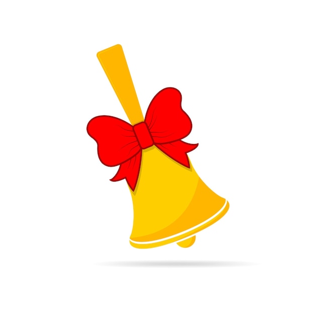 Campana de la escuela con lazo rojo ilustración vectorial