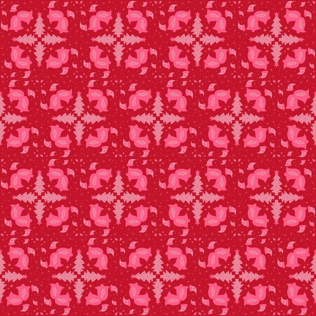 Campana Holly Berry Árbol de Navidad Estrella de patrones sin fisuras Fondo Jardín Naturaleza Invierno Arte