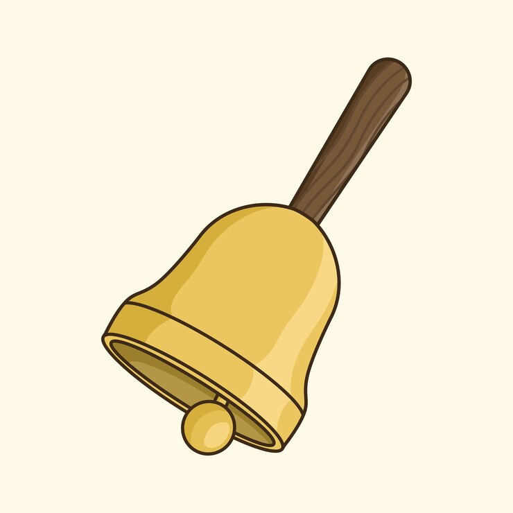 Campana de mano con diseño vectorial de mango de madera