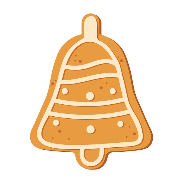 Campana de Navidad aislada sobre fondo blanco Galleta de jengibre de Navidad Comida de vacaciones de invierno Feliz año nuevo Feliz Navidad vacaciones Ilustración vectorial