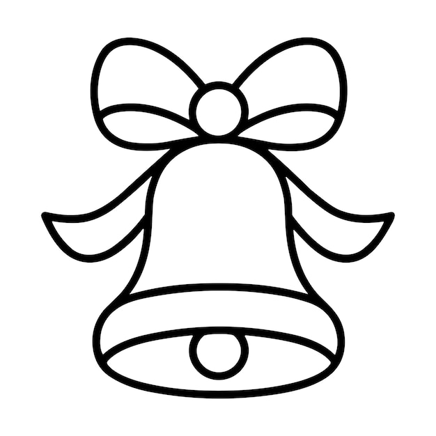 Campana de Navidad con línea de arco Ilustración vectorial de arte Diseño festivo minimalista de vacaciones