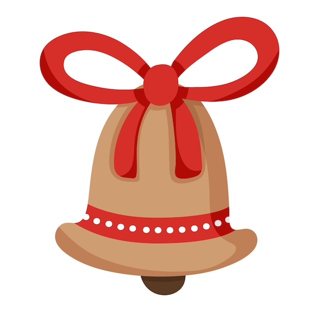 Campana de Navidad plana Doodle con cinta