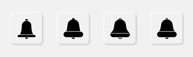 Campana de notificación Símbolo de recordatorio Campana de alarma en glifo Icono de campana de mano configurado en negro Alerta de sonido