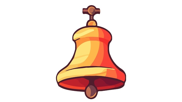 Vector campana de oro con campana escolar ilustración vectorial plana aislada en fondo blanco