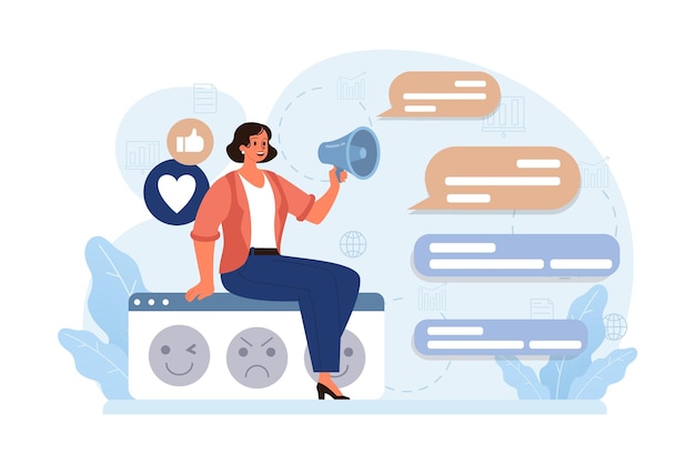 Campaña publicitaria de promoción digital de la marca comunicación con un cliente a través de las redes sociales