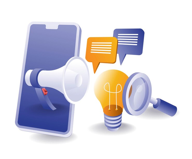 Vector campaña sobre ideas para las redes sociales de los teléfonos inteligentes