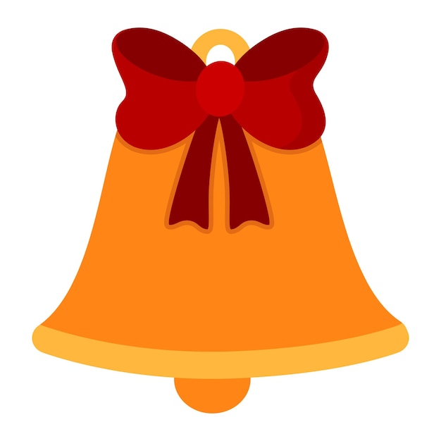 Campanas de color naranja y cinta roja aisladas sobre un fondo blanco