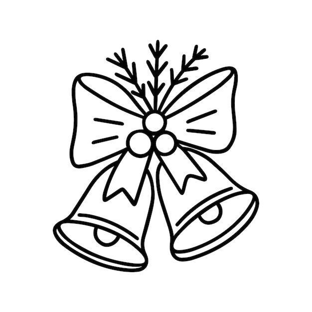 Campanas de Navidad doodle Ilustración de vector dibujado a mano