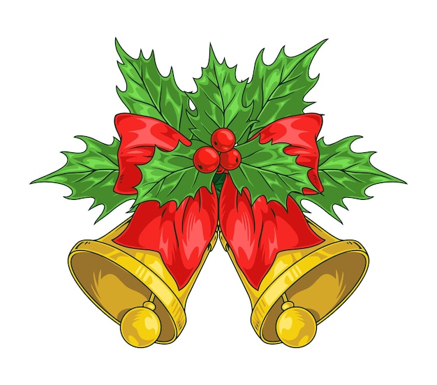 Las campanas de Navidad emblema detallado colorido