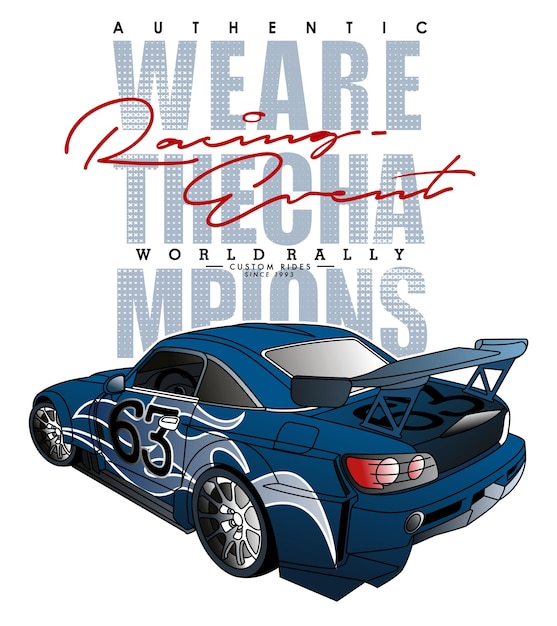 El campeón arte vector carreras de coches ilustración diseño gráfico impresión