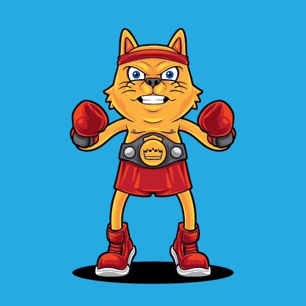 Vector campeón de boxeo del gato