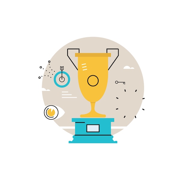 Campeón de la competencia, la recompensa, goblet ganador, taza de ganador, el éxito de los negocios, el concepto de liderazgo plano ilustración vectorial diseño para móviles y gráficos web