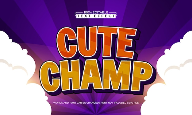 campeón efecto de texto editable con un estilo de texto de juego y jugador