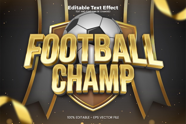Vector campeón de fútbol efecto de texto editable en estilo de tendencia moderna