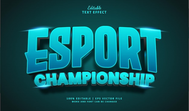 Campeonato de Esport Efecto de texto editable Estilo 3D Temática en negrita azul Neon Tecnología del futuro