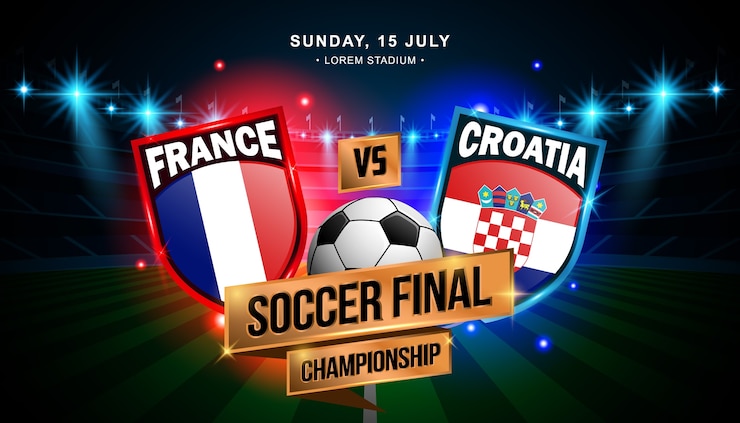 Vector campeonato final de fútbol entre francia y croacia