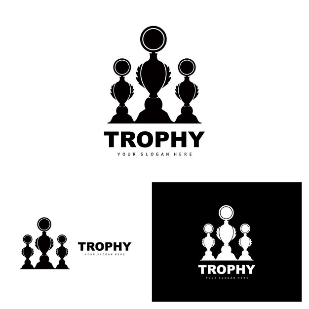 Campeonato Trofeo Logo Campeón Premio Ganador Trofeo Diseño Vector Icono Plantilla