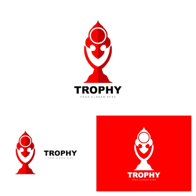 Campeonato Trofeo Logo Campeón Premio Ganador Trofeo Diseño Vector Icono Plantilla