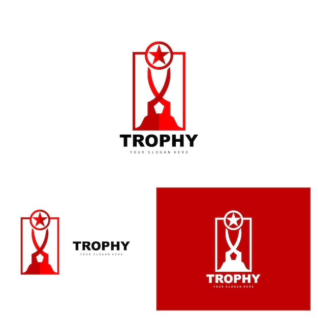 Campeonato Trofeo Logo Campeón Premio Ganador Trofeo Diseño Vector Icono Plantilla