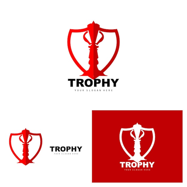 Campeonato Trofeo Logo Campeón Premio Ganador Trofeo Diseño Vector Icono Plantilla