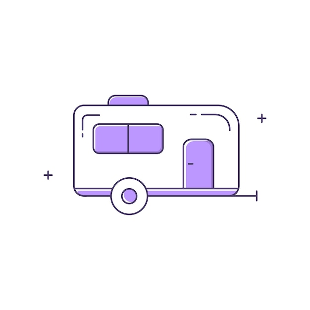 Camper Recreational RV Camper Van Motorhome Viaje por carretera Viaje Vector Diseño de íconos