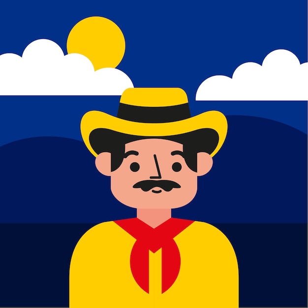 Vector campesino colombiano al aire libre