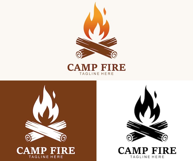 Campfire Logo Vector Set