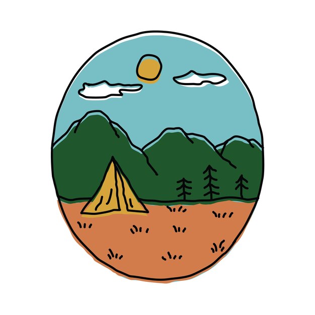 Camping aventura con belleza naturaleza ilustración gráfica arte vectorial diseño de camiseta