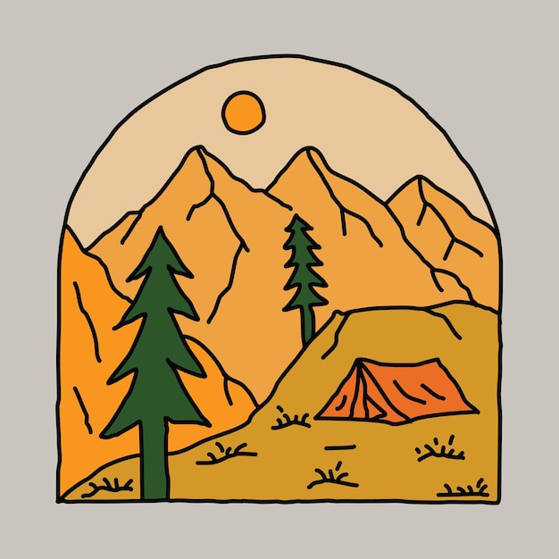 Camping aventura con belleza naturaleza ilustración gráfica arte vectorial diseño de camiseta