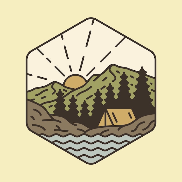 Camping y belleza naturaleza ilustración gráfica arte vectorial diseño de camiseta