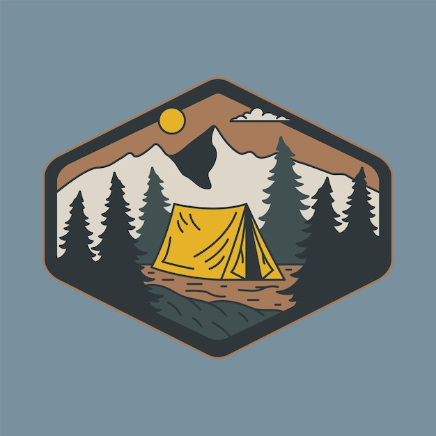 Camping en el bosque ilustración gráfica arte vectorial diseño de camiseta