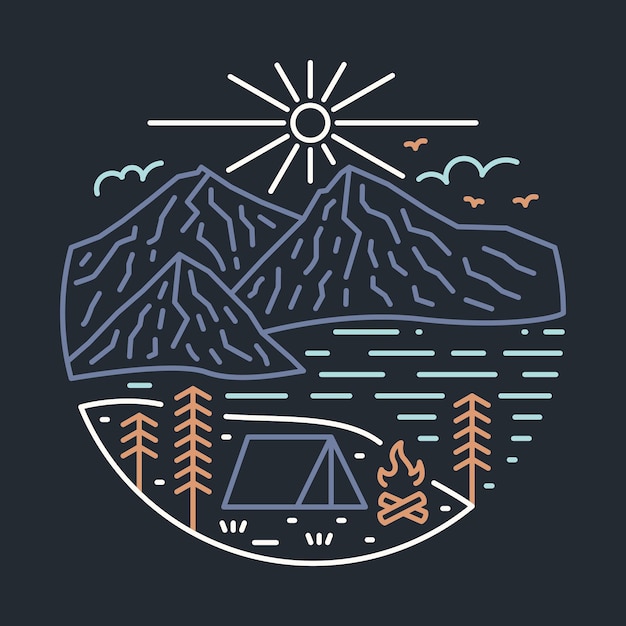 Camping en la buena naturaleza ilustración gráfica arte vectorial diseño de camiseta