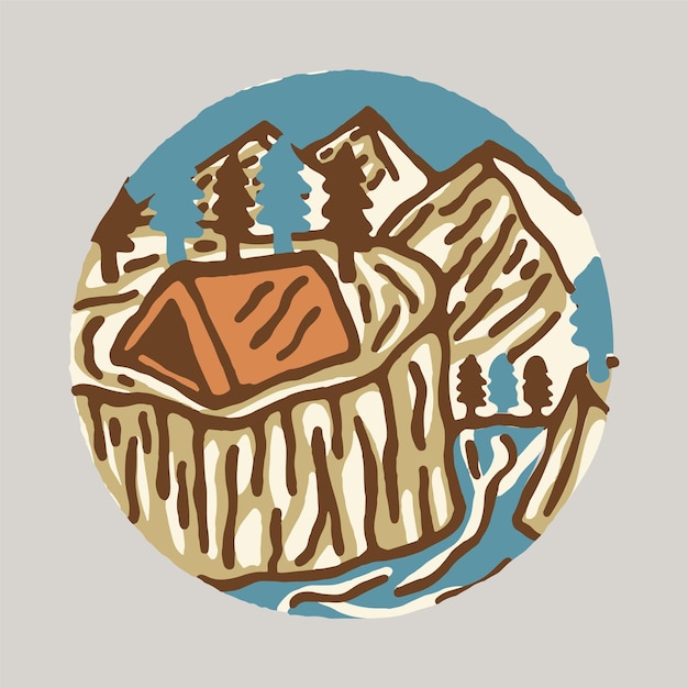Camping en las colinas ilustración gráfica diseño de camiseta de arte vectorial