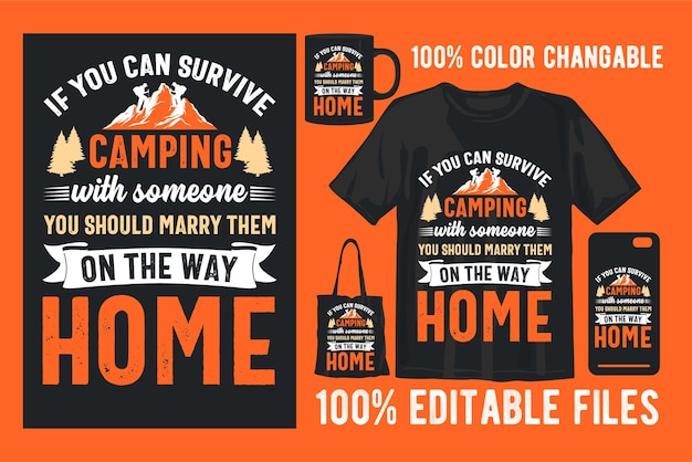 Camping diseño creativo para impresión bajo demanda