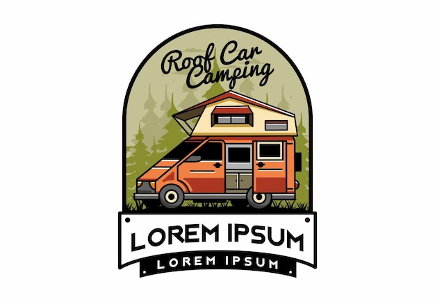 Camping en el diseño de ilustración de coche de techo