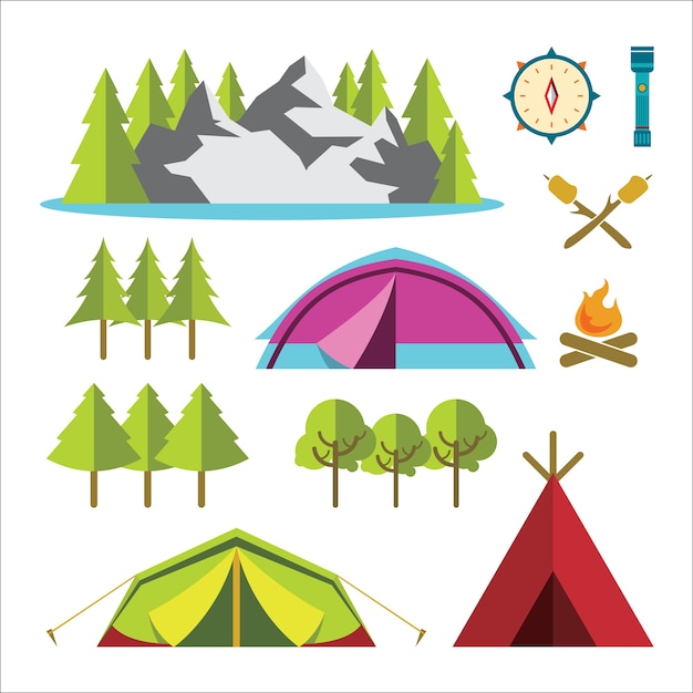 Camping diseño de vectores de ilustración plana