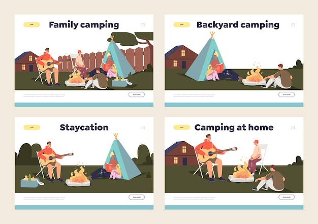 Camping familiar en concepto de patio trasero