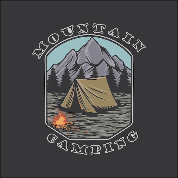 camping con ilustración de vector de montaña