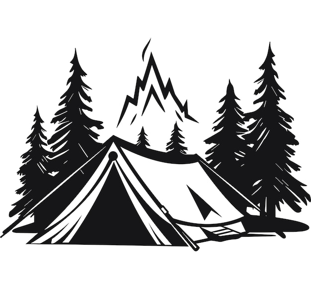 Vector camping in the wild ilustración para el diseño de aventuras y gráficos de la naturaleza