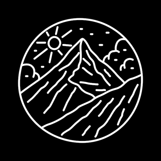 Camping naturaleza vida silvestre en arte de línea mono para el diseño de la camiseta del parche de la etiqueta engomada de la insignia, etc.