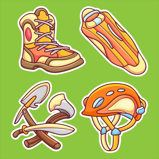 Vector camping pegatina iconos dibujados a mano para colorear vector