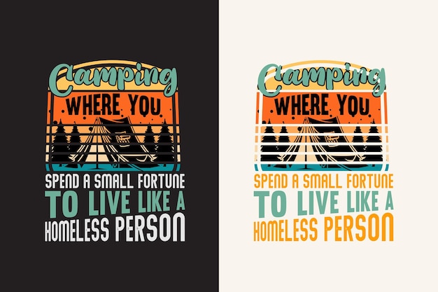 Camping retro vintage puesta de sol diseño de impresión de camiseta aventura explorar diseño de camiseta de naturaleza