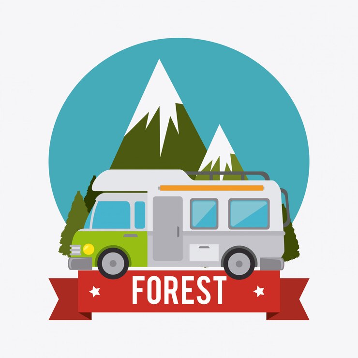 Vector camping, viajes y vacaciones.