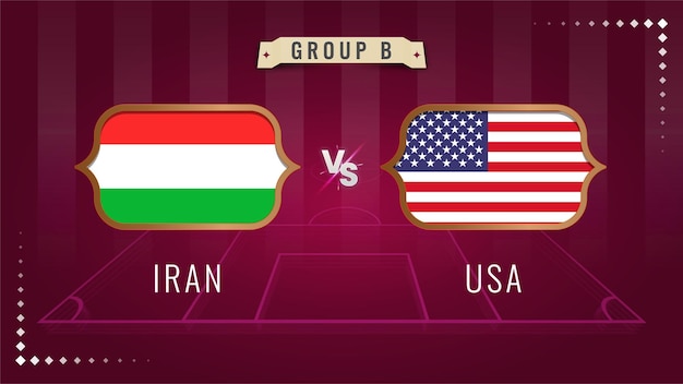 Vector campo de fondo de la copa mundial de fútbol 2022 de irán vs estados unidos en trazos