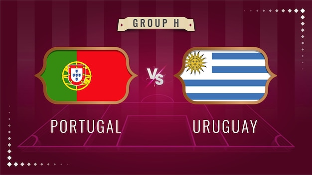 Vector campo de fondo de la copa mundial de fútbol de portugal vs uruguay 2022 en trazos