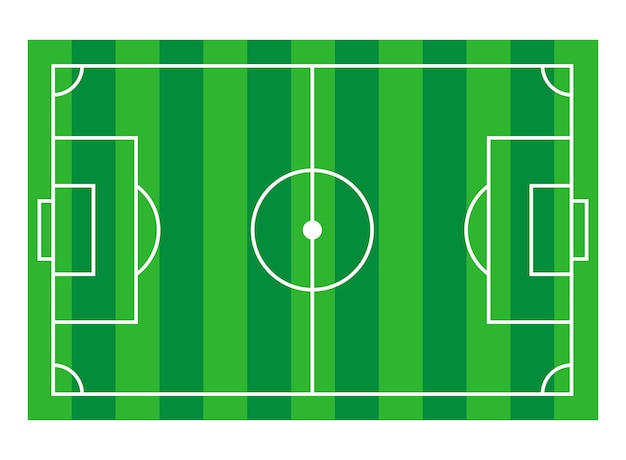 Campo de fútbol en estilo plano Ilustración de vector de estadio de fútbol sobre fondo aislado Concepto de negocio de signo de plan deportivo