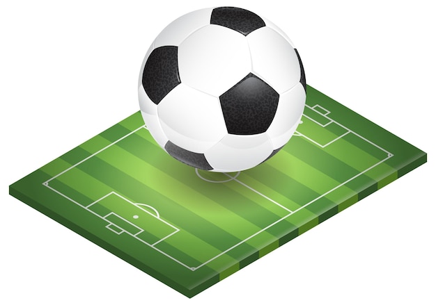 Campo de fútbol isométrico y pelota